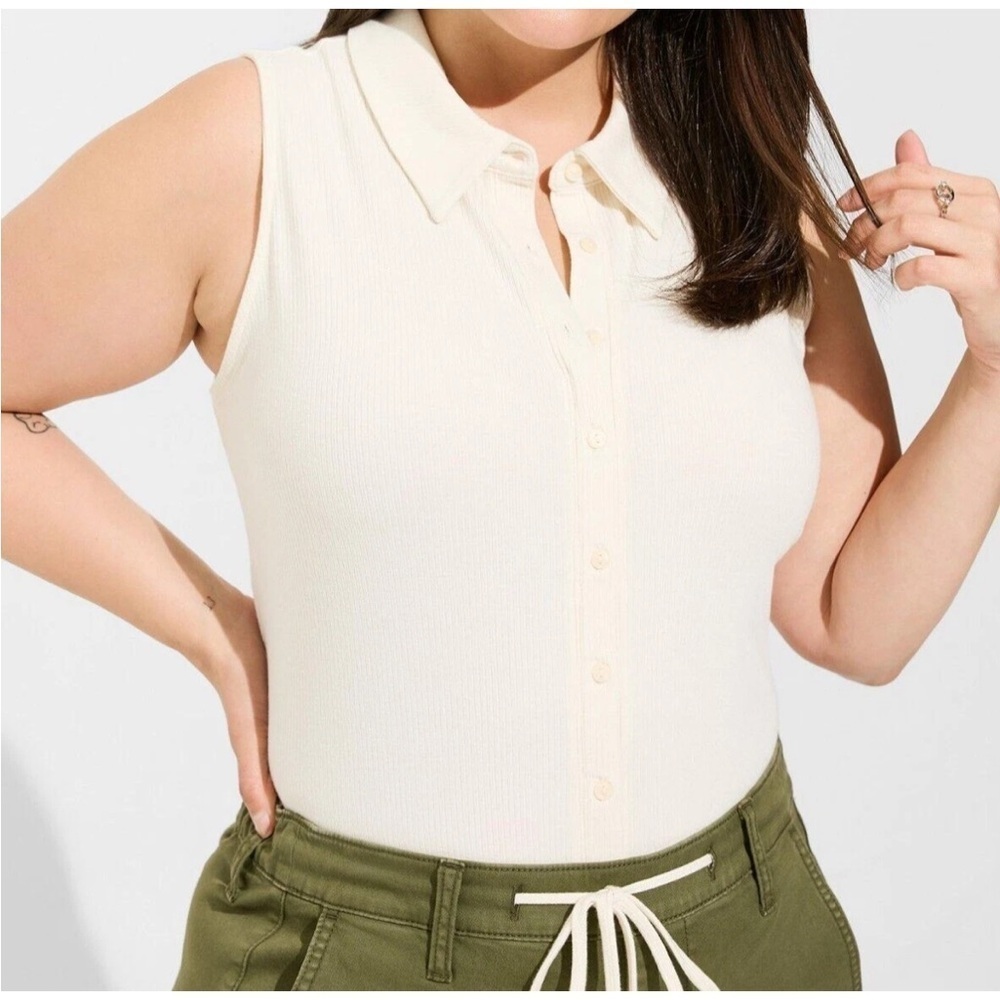 Torrid CreamSuper Soft  Rib Sleeveless Top